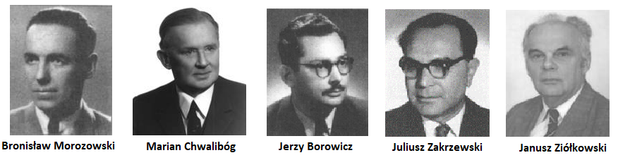 zdjęcia portretowe pięciu kierowników katedry